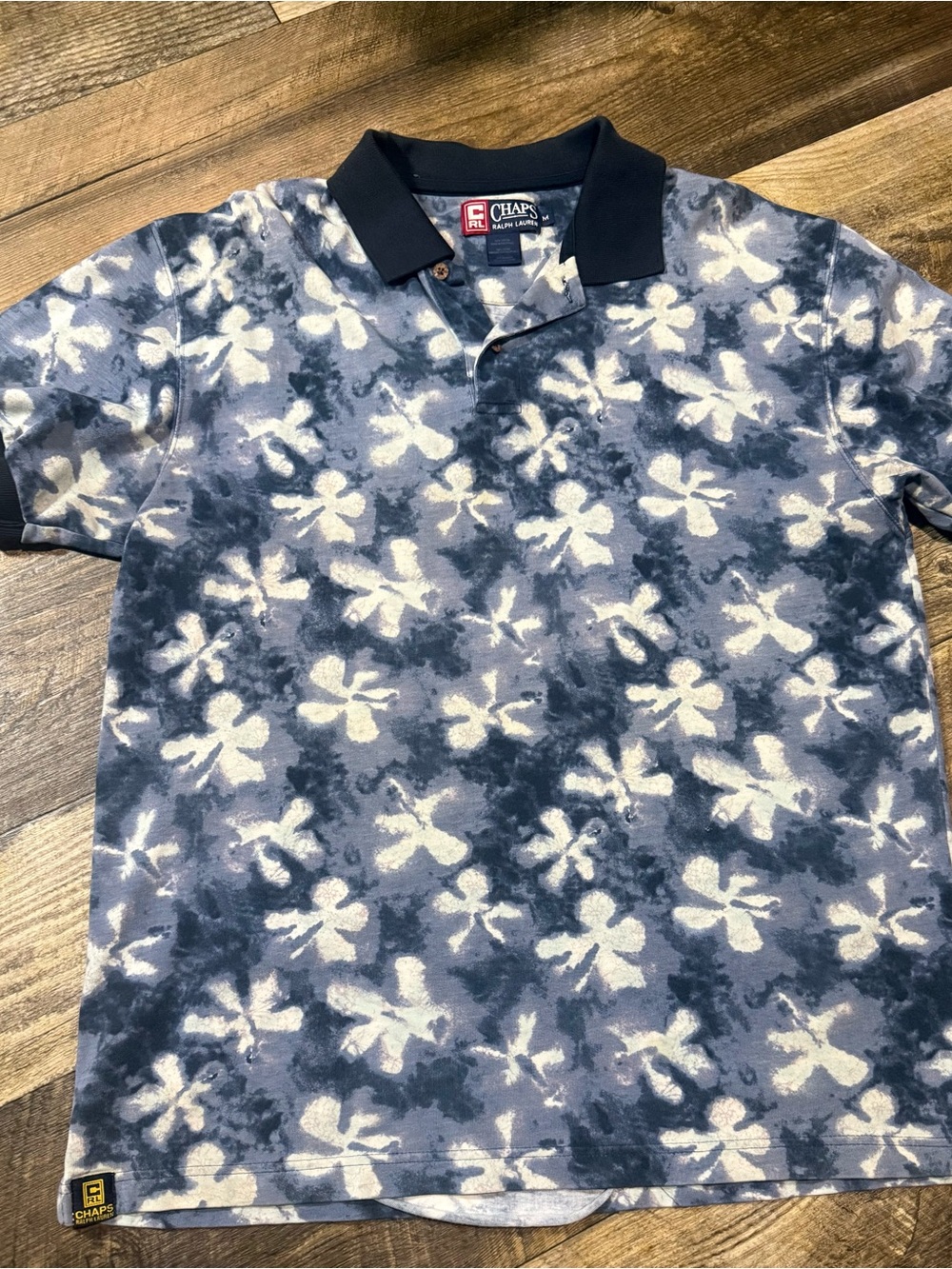 Chaps Navy & White Floral Polo